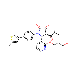 Cc1cc(-c2ccc(N3C(=O)C(=O)[C@@H](C(=O)C(C)C)[C@@H]3c3cccnc3OCCCO)cc2)cs1 ZINC000169696671