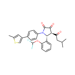 Cc1cc(-c2ccc(N3C(=O)C(=O)[C@@H](C(=O)CC(C)C)[C@@H]3c3ccccc3OC(F)F)cc2)cs1 ZINC000169695998