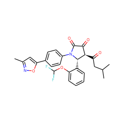 Cc1cc(-c2ccc(N3C(=O)C(=O)[C@@H](C(=O)CC(C)C)[C@@H]3c3ccccc3OC(F)F)cc2)on1 ZINC000169695862
