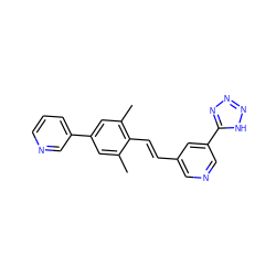 Cc1cc(-c2cccnc2)cc(C)c1/C=C/c1cncc(-c2nnn[nH]2)c1 ZINC000028604391