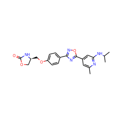 Cc1cc(-c2nc(-c3ccc(OC[C@H]4COC(=O)N4)cc3)no2)cc(NC(C)C)n1 ZINC000653764389