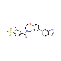 Cc1cc(C(=O)N2CCOc3ccc(-c4ccc5nc[nH]c5c4)cc3C2)ccc1S(C)(=O)=O ZINC000095585936