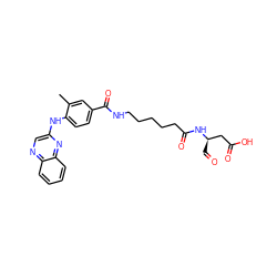 Cc1cc(C(=O)NCCCCCC(=O)N[C@H](C=O)CC(=O)O)ccc1Nc1cnc2ccccc2n1 ZINC000028569203