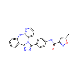 Cc1cc(C(=O)Nc2ccc(-c3nnc4n3-c3cccnc3Nc3ccccc3-4)cc2)no1 ZINC000142012959