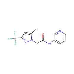 Cc1cc(C(F)(F)F)nn1CC(=O)Nc1cccnc1 ZINC000000205055