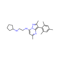 Cc1cc(C)c(-c2c(C)nn3c(NCCNC4CCCC4)cc(C)nc23)c(C)c1 ZINC000034023176