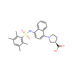 Cc1cc(C)c(C)c(S(=O)(=O)Nc2ccc(N3CC[C@@H](C(=O)O)C3)c3ccccc23)c1C ZINC000653822615