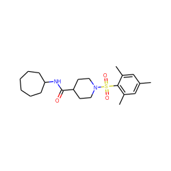 Cc1cc(C)c(S(=O)(=O)N2CCC(C(=O)NC3CCCCCC3)CC2)c(C)c1 ZINC000002647124