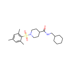 Cc1cc(C)c(S(=O)(=O)N2CCC(C(=O)NCC3CCCCC3)CC2)c(C)c1 ZINC000022918111