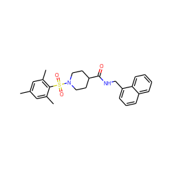 Cc1cc(C)c(S(=O)(=O)N2CCC(C(=O)NCc3cccc4ccccc34)CC2)c(C)c1 ZINC000040894217