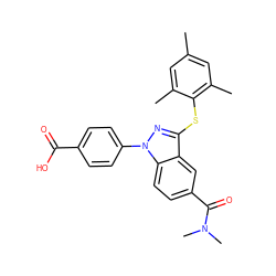Cc1cc(C)c(Sc2nn(-c3ccc(C(=O)O)cc3)c3ccc(C(=O)N(C)C)cc23)c(C)c1 ZINC001772621727
