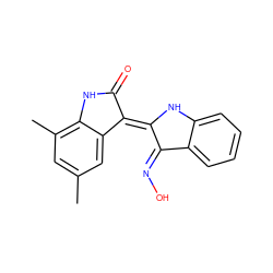 Cc1cc(C)c2c(c1)/C(=C1/Nc3ccccc3/C1=N\O)C(=O)N2 ZINC000049113175