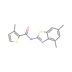 Cc1cc(C)c2nc(NC(=O)c3sccc3C)sc2c1 ZINC000007778875