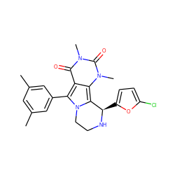 Cc1cc(C)cc(-c2c3c(=O)n(C)c(=O)n(C)c3c3n2CCN[C@@H]3c2ccc(Cl)o2)c1 ZINC000209534706