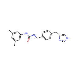 Cc1cc(C)cc(NC(=O)NCc2ccc(Cc3c[nH]cn3)cc2)c1 ZINC000013439945