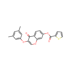 Cc1cc(C)cc(Oc2coc3cc(OC(=O)c4cccs4)ccc3c2=O)c1 ZINC000000940097