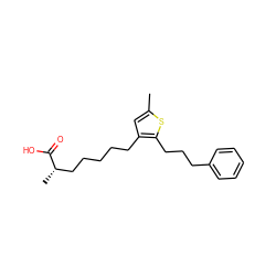 Cc1cc(CCCCC[C@H](C)C(=O)O)c(CCCc2ccccc2)s1 ZINC000013726646