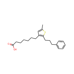 Cc1cc(CCCCCCC(=O)O)c(CCCc2ccccc2)s1 ZINC000013726622