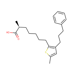 Cc1cc(CCCc2ccccc2)c(CCCCC[C@H](C)C(=O)O)s1 ZINC000013726660