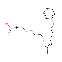 Cc1cc(CCCc2ccccc2)c(CCCCCC(C)(C)C(=O)O)s1 ZINC000013726664