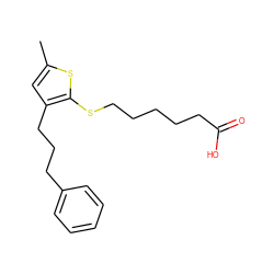 Cc1cc(CCCc2ccccc2)c(SCCCCCC(=O)O)s1 ZINC000013726637