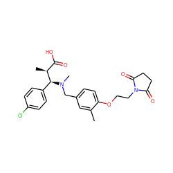 Cc1cc(CN(C)[C@@H](c2ccc(Cl)cc2)[C@@H](C)C(=O)O)ccc1OCCN1C(=O)CCC1=O ZINC000220752383