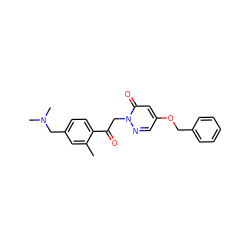 Cc1cc(CN(C)C)ccc1C(=O)Cn1ncc(OCc2ccccc2)cc1=O ZINC000169711432
