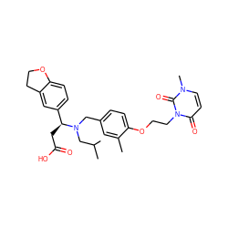 Cc1cc(CN(CC(C)C)[C@@H](CC(=O)O)c2ccc3c(c2)CCO3)ccc1OCCn1c(=O)ccn(C)c1=O ZINC000225123775