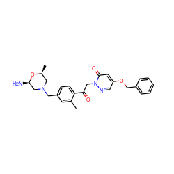 Cc1cc(CN2C[C@H](C)O[C@H](N)C2)ccc1C(=O)Cn1ncc(OCc2ccccc2)cc1=O ZINC000169711442