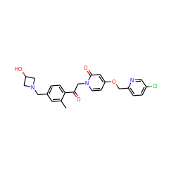 Cc1cc(CN2CC(O)C2)ccc1C(=O)Cn1ccc(OCc2ccc(Cl)cn2)cc1=O ZINC000206141024