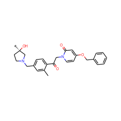 Cc1cc(CN2CC[C@@](C)(O)C2)ccc1C(=O)Cn1ccc(OCc2ccccc2)cc1=O ZINC000169711355