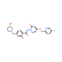 Cc1cc(CN2CC[C@H](O)C2)ccc1C(=O)Cn1ncc(OCc2ccc(Cl)cn2)cc1=O ZINC000169711455