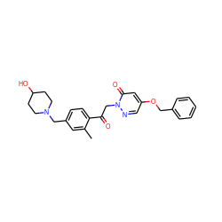 Cc1cc(CN2CCC(O)CC2)ccc1C(=O)Cn1ncc(OCc2ccccc2)cc1=O ZINC000169711439
