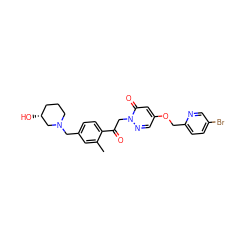Cc1cc(CN2CCC[C@@H](O)C2)ccc1C(=O)Cn1ncc(OCc2ccc(Br)cn2)cc1=O ZINC000169711472