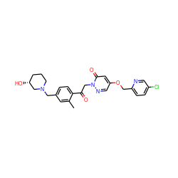 Cc1cc(CN2CCC[C@@H](O)C2)ccc1C(=O)Cn1ncc(OCc2ccc(Cl)cn2)cc1=O ZINC000169711462