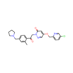 Cc1cc(CN2CCCC2)ccc1C(=O)Cn1ncc(OCc2ccc(Cl)cn2)cc1=O ZINC000169711465