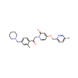 Cc1cc(CN2CCCCC2)ccc1C(=O)Cn1ccc(OCc2ccc(Br)cn2)cc1=O ZINC000169711424