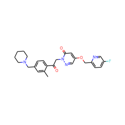 Cc1cc(CN2CCCCC2)ccc1C(=O)Cn1ncc(OCc2ccc(F)cn2)cc1=O ZINC000169711448