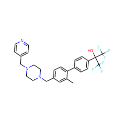 Cc1cc(CN2CCN(Cc3ccncc3)CC2)ccc1-c1ccc(C(O)(C(F)(F)F)C(F)(F)F)cc1 ZINC000205448839