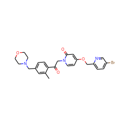 Cc1cc(CN2CCOCC2)ccc1C(=O)Cn1ccc(OCc2ccc(Br)cn2)cc1=O ZINC000169711419