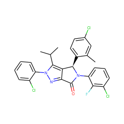 Cc1cc(Cl)ccc1[C@@H]1c2c(nn(-c3ccccc3Cl)c2C(C)C)C(=O)N1c1cccc(Cl)c1F ZINC000224912112