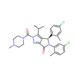 Cc1cc(Cl)ccc1[C@@H]1c2c(nn(C(=O)N3CCN(C)CC3)c2C(C)C)C(=O)N1c1cc(Cl)ccc1C ZINC000206099994