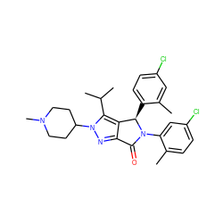 Cc1cc(Cl)ccc1[C@@H]1c2c(nn(C3CCN(C)CC3)c2C(C)C)C(=O)N1c1cc(Cl)ccc1C ZINC000224056270