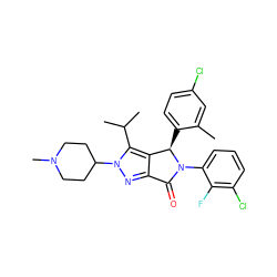 Cc1cc(Cl)ccc1[C@@H]1c2c(nn(C3CCN(C)CC3)c2C(C)C)C(=O)N1c1cccc(Cl)c1F ZINC000224073259