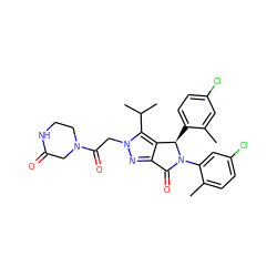 Cc1cc(Cl)ccc1[C@@H]1c2c(nn(CC(=O)N3CCNC(=O)C3)c2C(C)C)C(=O)N1c1cc(Cl)ccc1C ZINC000206119054