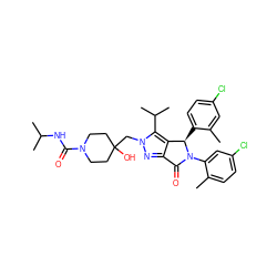 Cc1cc(Cl)ccc1[C@@H]1c2c(nn(CC3(O)CCN(C(=O)NC(C)C)CC3)c2C(C)C)C(=O)N1c1cc(Cl)ccc1C ZINC000206129845