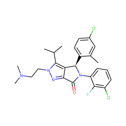 Cc1cc(Cl)ccc1[C@@H]1c2c(nn(CCN(C)C)c2C(C)C)C(=O)N1c1cccc(Cl)c1F ZINC000206129984