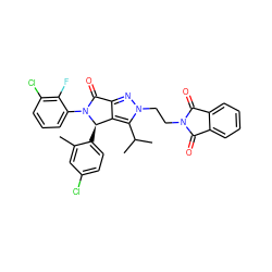 Cc1cc(Cl)ccc1[C@@H]1c2c(nn(CCN3C(=O)c4ccccc4C3=O)c2C(C)C)C(=O)N1c1cccc(Cl)c1F ZINC000206107088