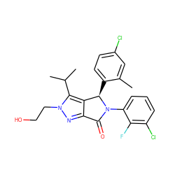 Cc1cc(Cl)ccc1[C@@H]1c2c(nn(CCO)c2C(C)C)C(=O)N1c1cccc(Cl)c1F ZINC000206155960