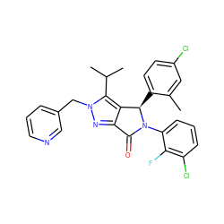 Cc1cc(Cl)ccc1[C@@H]1c2c(nn(Cc3cccnc3)c2C(C)C)C(=O)N1c1cccc(Cl)c1F ZINC000206099862
